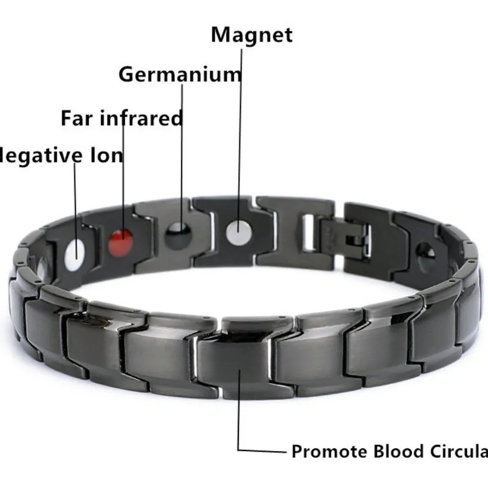 2/$35 💗 Energy Bracelet Stainless Steel Titanium Blue Tungsten Magnetic - Picture 2 of 2